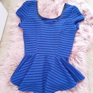 Blue and black stripped peplum top 💙